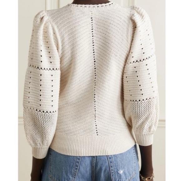 A.L.C. Juliana Crochet Crew Neck Top, Opal Cream Medium - Picture 2 of 10